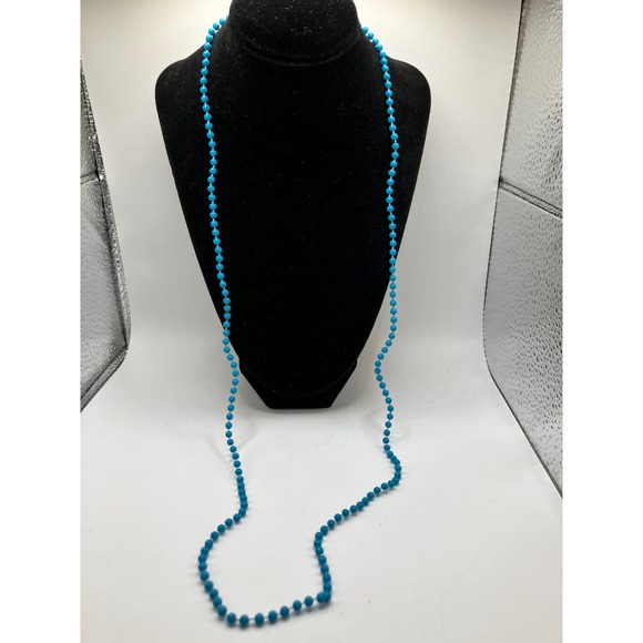 Vintage Turquoise Blue Mini Beaded 35.5 Inch Necklace! - Picture 2 of 5